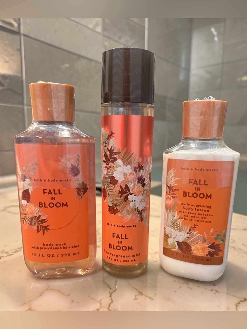 NWT Bath & Body Works Fall in Bloom Body Wash, Mist & Lotion Set